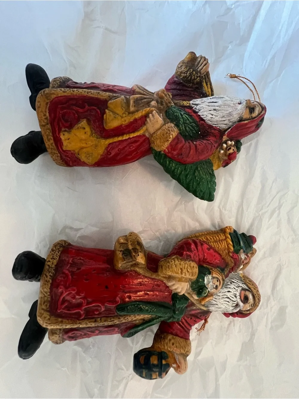 Hand-Painted Red Santa Ornament Set - Festive Home Holiday Figurines